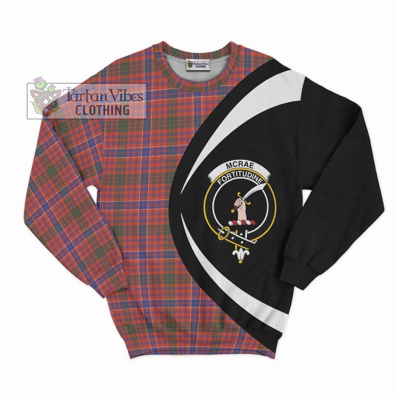 McRae Ancient Tartan Sweatshirt with Family Crest Circle Style