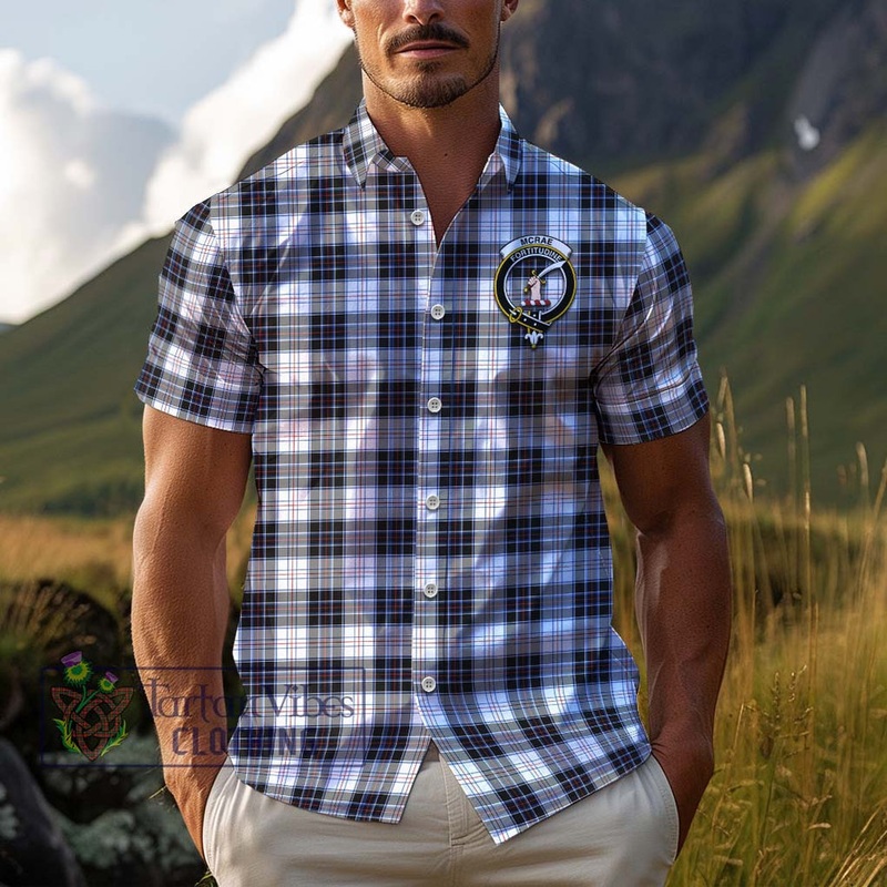 McRae Dress Modern Tartan Cotton Hawaiian Shirt with Family Crest