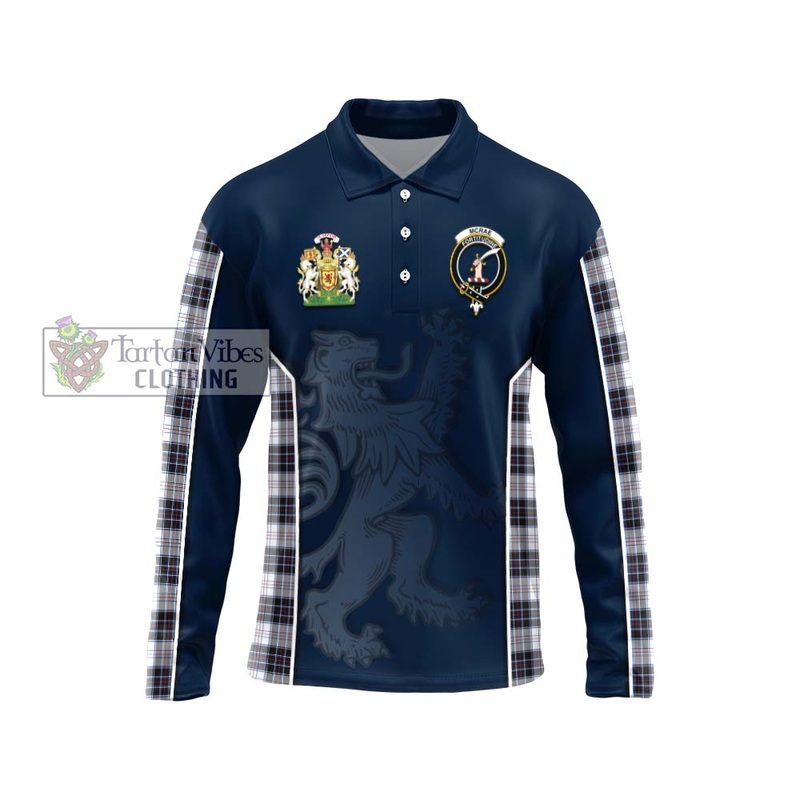McRae Dress Modern Tartan Long Sleeve Polo Shirt with Family Crest and Lion Rampant Vibes Sport Style