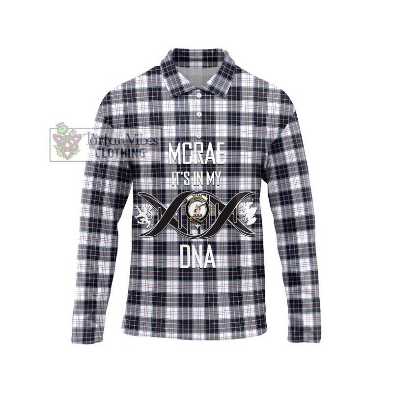McRae Dress Modern Tartan Long Sleeve Polo Shirt with Family Crest DNA In Me Style