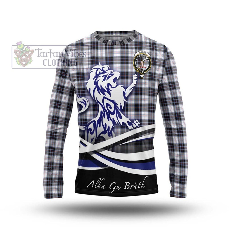 McRae Dress Modern Tartan Long Sleeve T-Shirt with Alba Gu Brath Regal Lion Emblem