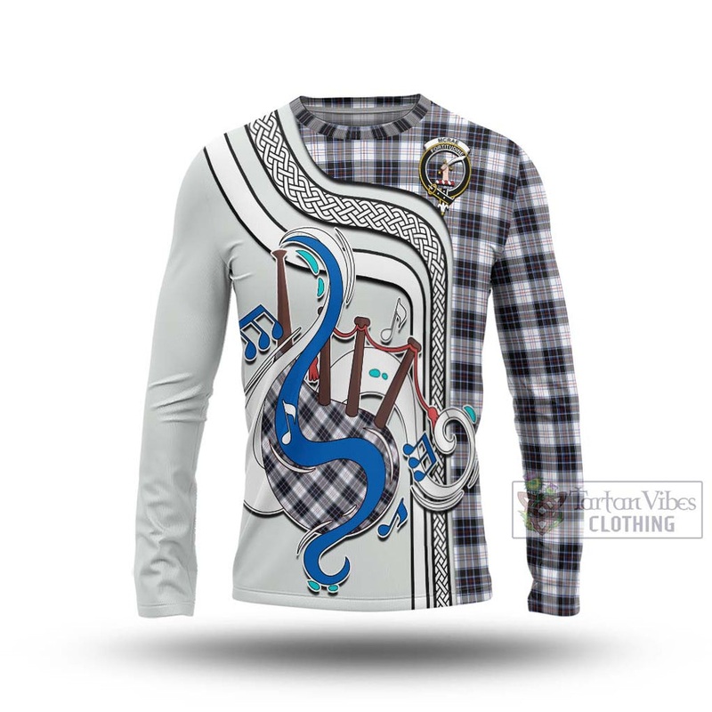 McRae Dress Modern Tartan Long Sleeve T-Shirt with Epic Bagpipe Style