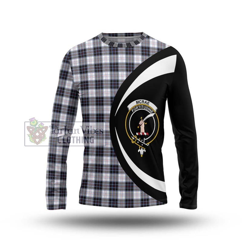 McRae Dress Modern Tartan Long Sleeve T-Shirt with Family Crest Circle Style