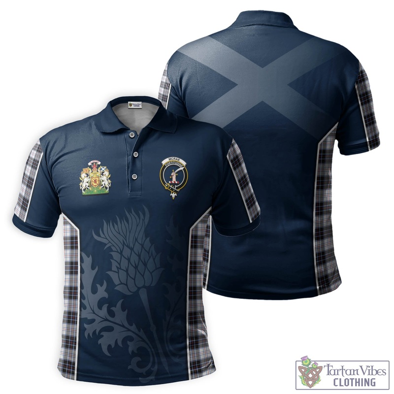 McRae Dress Modern Tartan Men's Polo Shirt with Family Crest and Scottish Thistle Vibes Sport Style