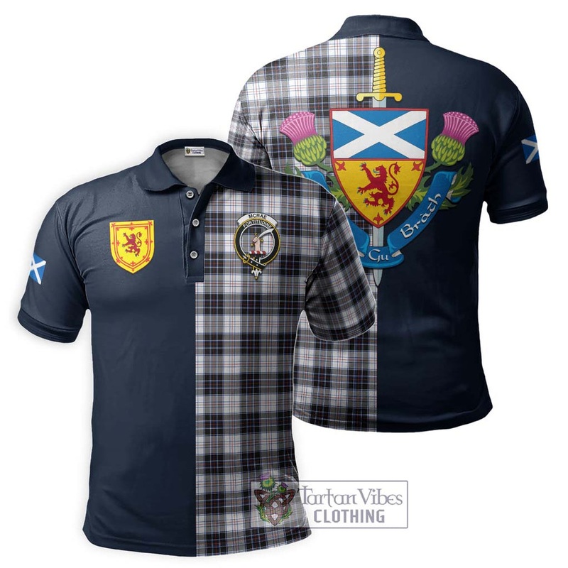 McRae Dress Modern Tartan Polo Shirt Alba with Scottish Lion Royal Arm Half Style