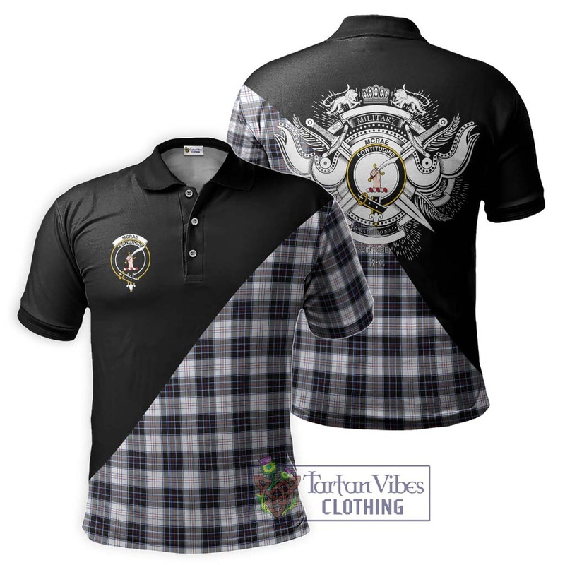 McRae Dress Modern Tartan Polo Shirt with Family Crest and Military Logo Style