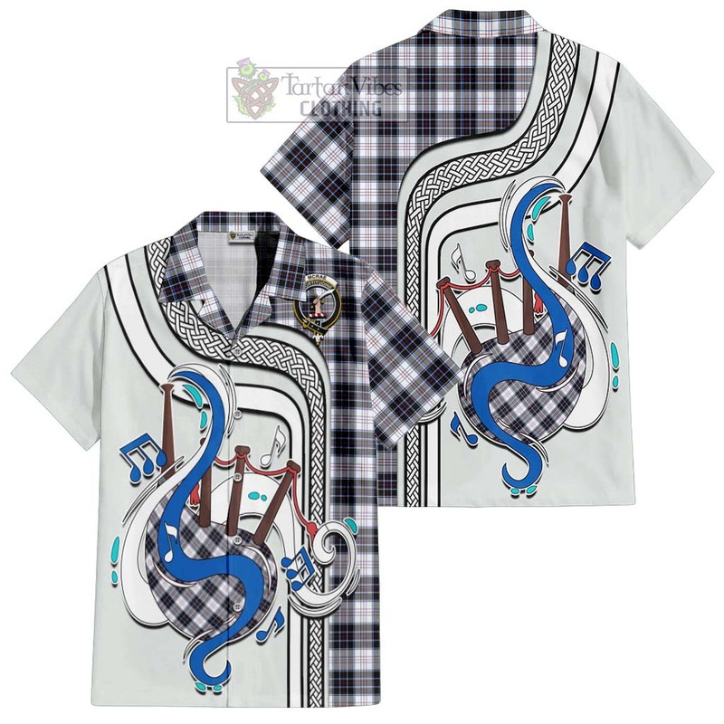 McRae Dress Modern Tartan Short Sleeve Button Shirt with Epic Bagpipe Style