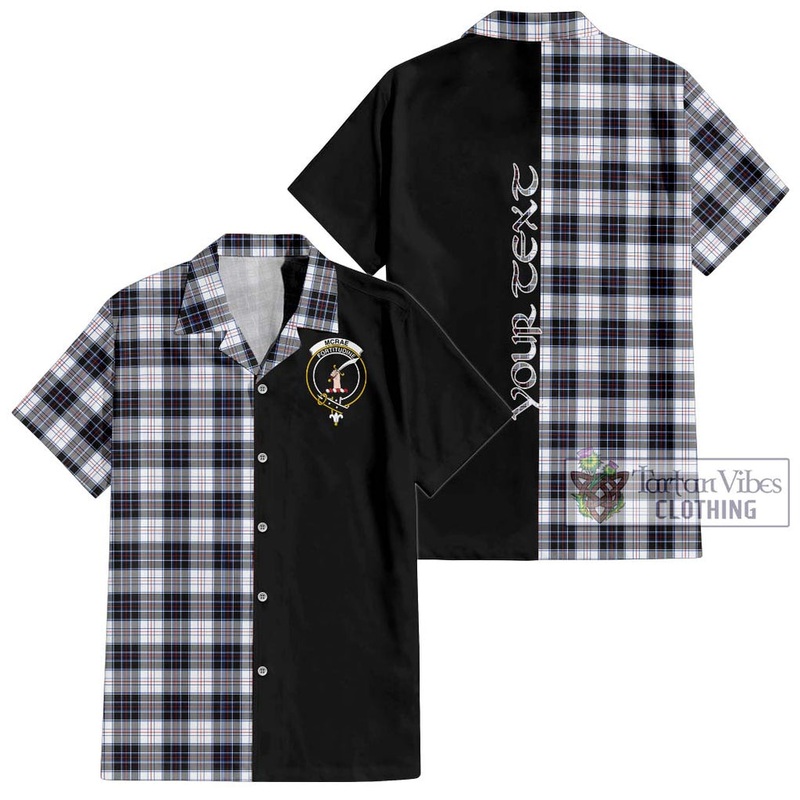 McRae Dress Modern Tartan Short Sleeve Button Shirt with Family Crest and Half Of Me Style