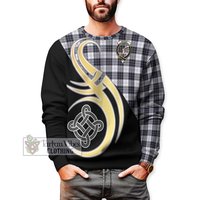 McRae Dress Modern Tartan Sweatshirt with Family Crest and Celtic Symbol Style