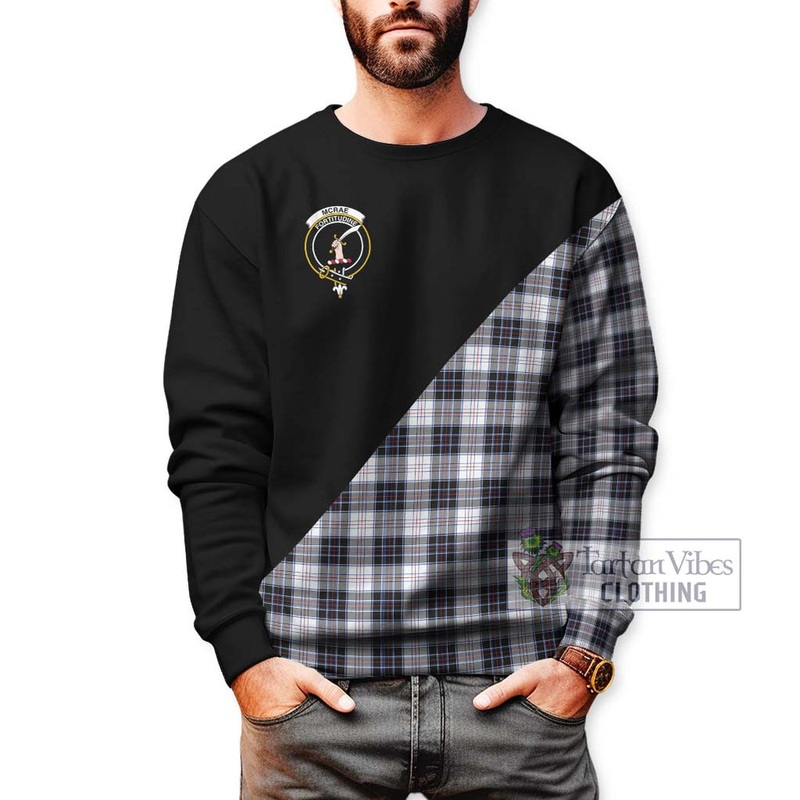 McRae Dress Modern Tartan Sweatshirt with Family Crest and Military Logo Style