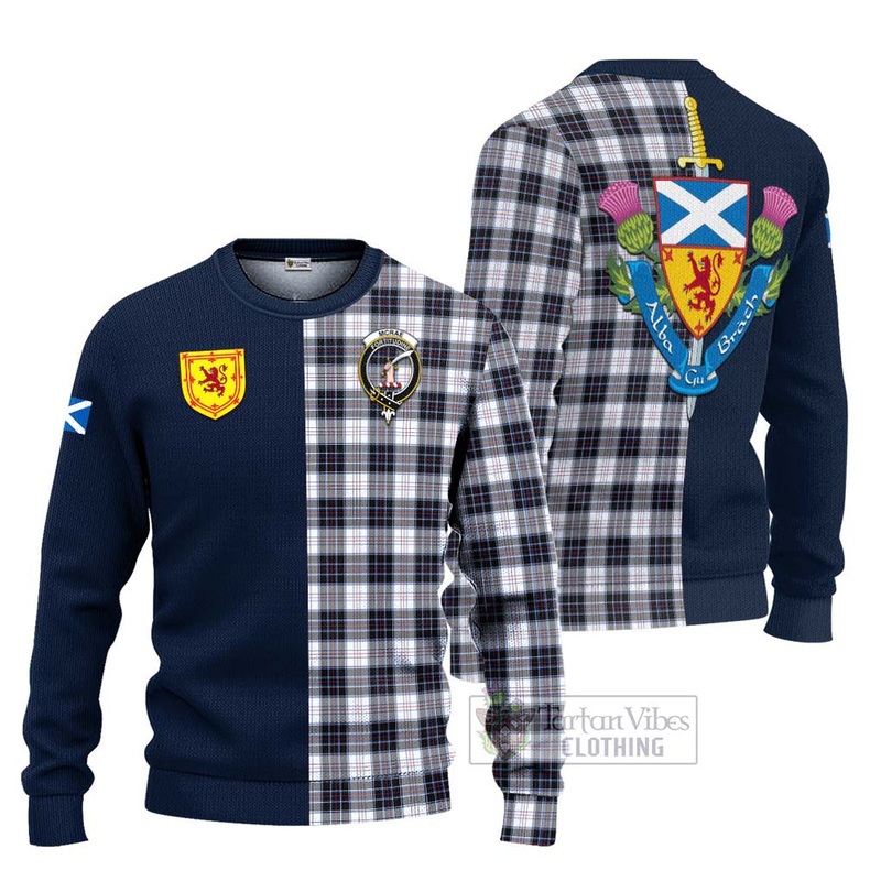 McRae Dress Modern Tartan Ugly Sweater with Scottish Lion Royal Arm Half Style