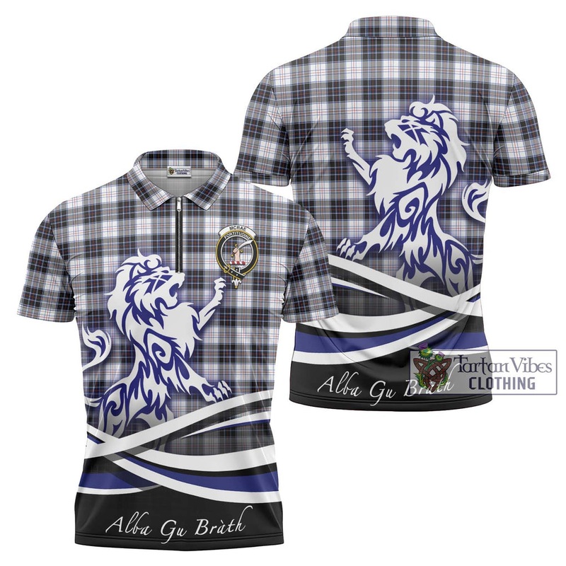 McRae Dress Modern Tartan Zipper Polo Shirt with Alba Gu Brath Regal Lion Emblem