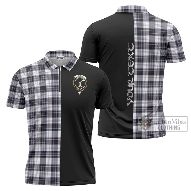 McRae Dress Modern Tartan Zipper Polo Shirt with Family Crest and Half Of Me Style