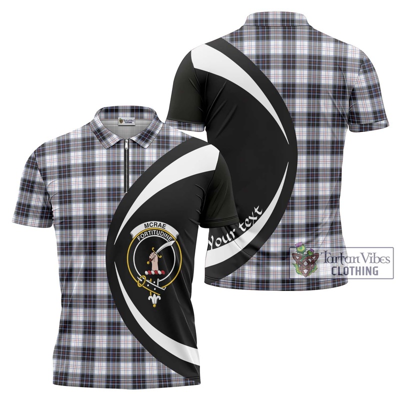 McRae Dress Modern Tartan Zipper Polo Shirt with Family Crest Circle Style