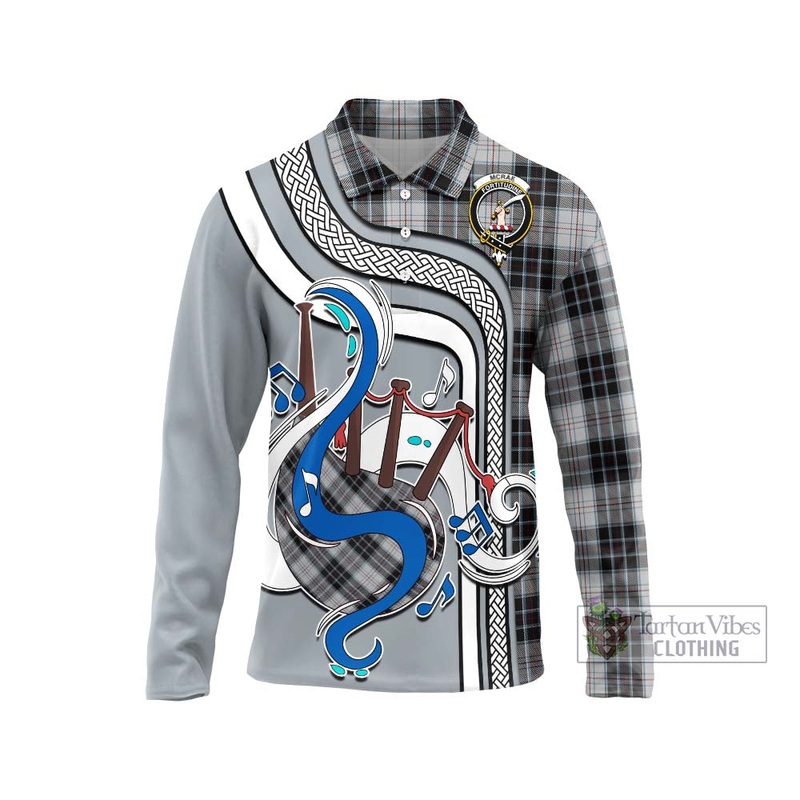 McRae Dress Tartan Long Sleeve Polo Shirt with Epic Bagpipe Style