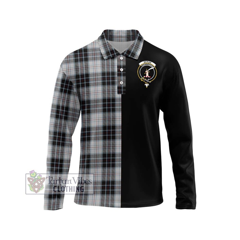 McRae Dress Tartan Long Sleeve Polo Shirt with Family Crest and Half Of Me Style