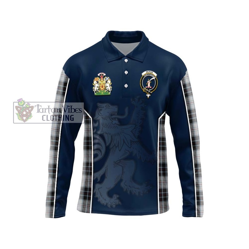 McRae Dress Tartan Long Sleeve Polo Shirt with Family Crest and Lion Rampant Vibes Sport Style