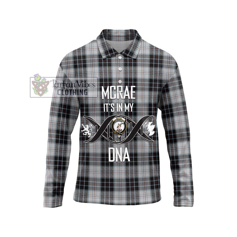 McRae Dress Tartan Long Sleeve Polo Shirt with Family Crest DNA In Me Style