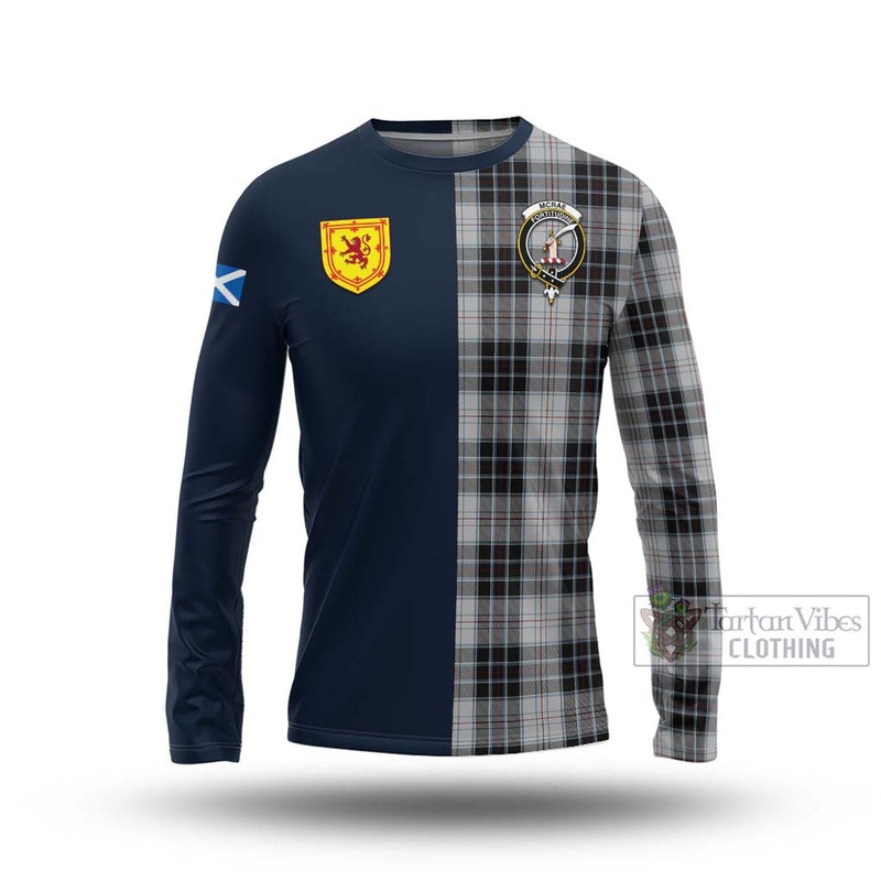 McRae Dress Tartan Long Sleeve T-Shirt Alba with Scottish Lion Royal Arm Half Style