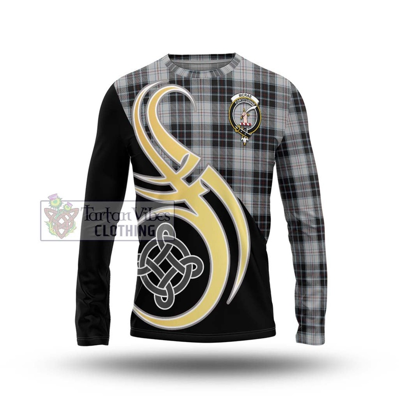 McRae Dress Tartan Long Sleeve T-Shirt with Family Crest and Celtic Symbol Style