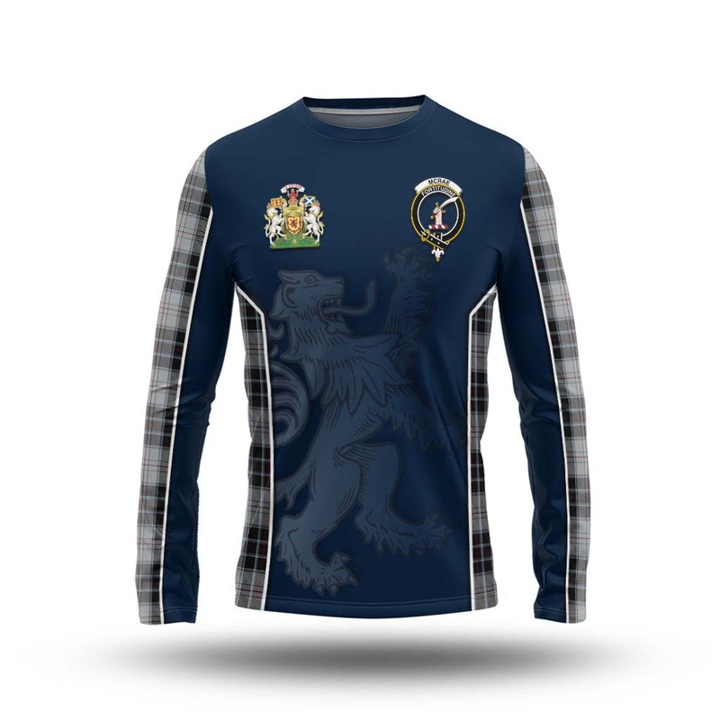 McRae Dress Tartan Long Sleeve T-Shirt with Family Crest and Lion Rampant Vibes Sport Style