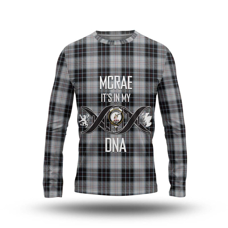 McRae Dress Tartan Long Sleeve T-Shirt with Family Crest DNA In Me Style