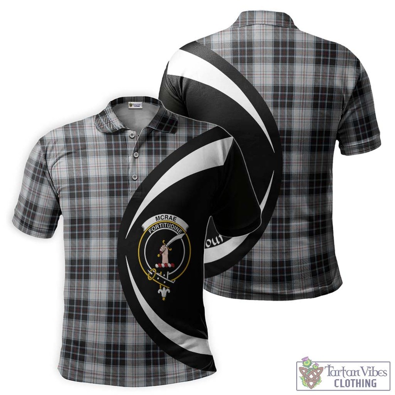 McRae Dress Tartan Men's Polo Shirt with Family Crest Circle Style
