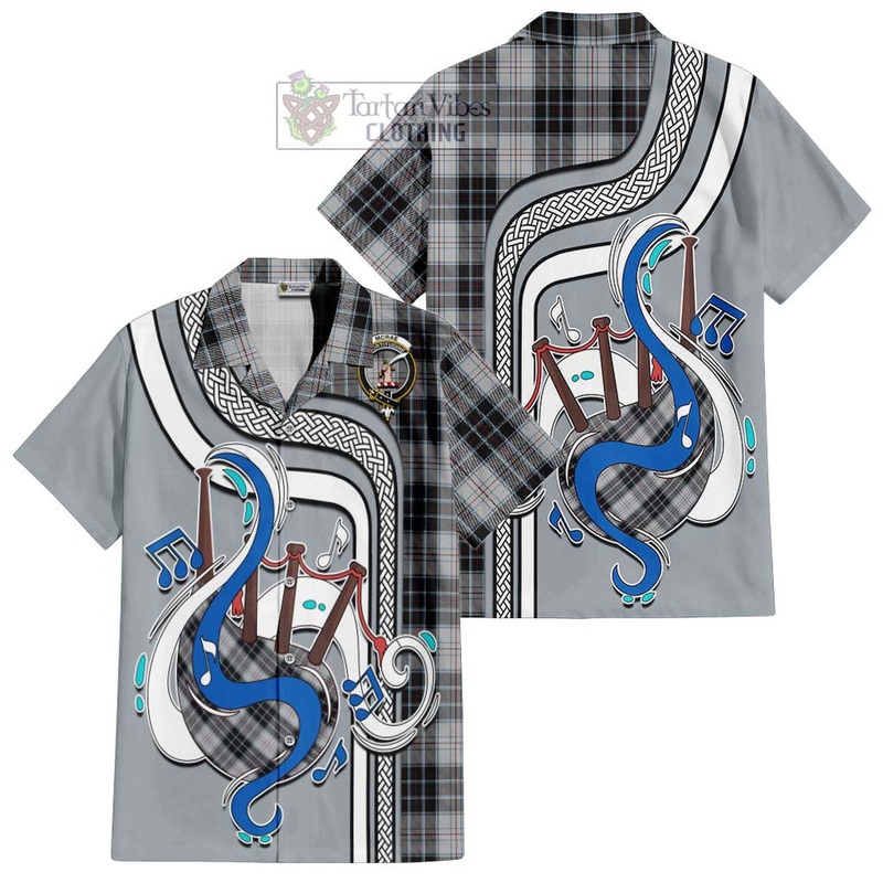 McRae Dress Tartan Short Sleeve Button Shirt with Epic Bagpipe Style