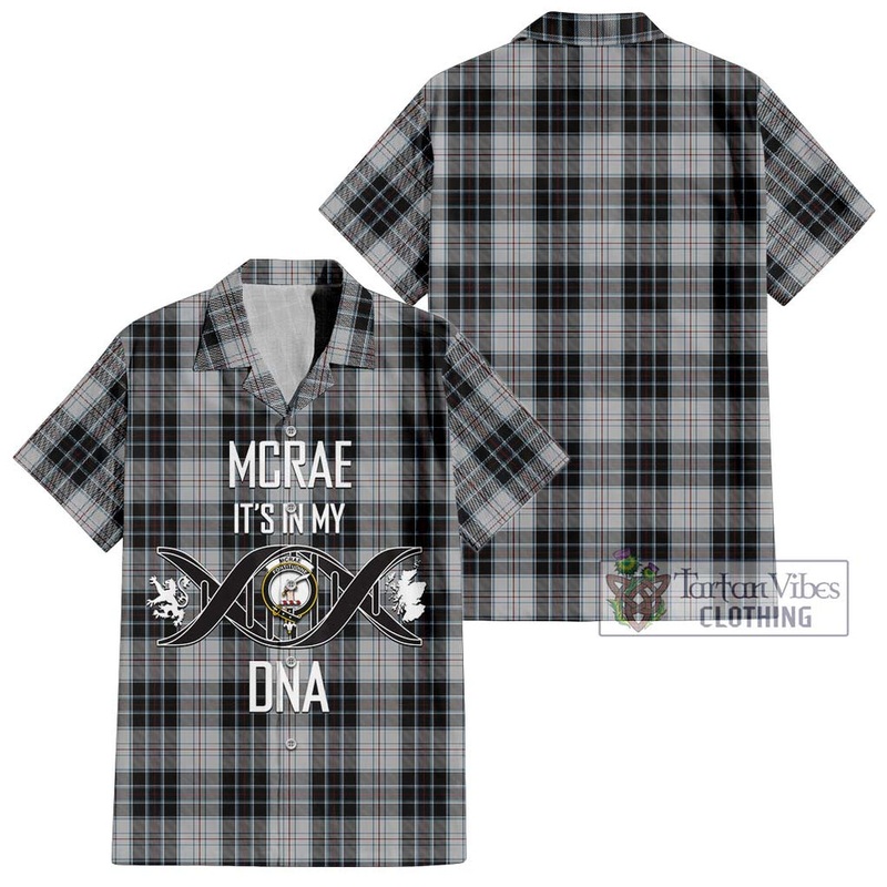 McRae Dress Tartan Short Sleeve Button Shirt with Family Crest DNA In Me Style