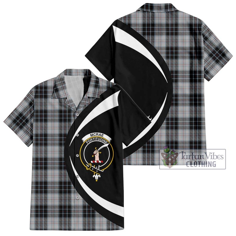 McRae Dress Tartan Short Sleeve Button Up with Family Crest Circle Style