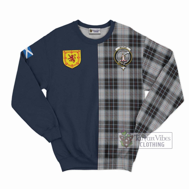 McRae Dress Tartan Sweatshirt Alba with Scottish Lion Royal Arm Half Style