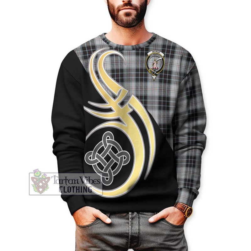 McRae Dress Tartan Sweatshirt with Family Crest and Celtic Symbol Style
