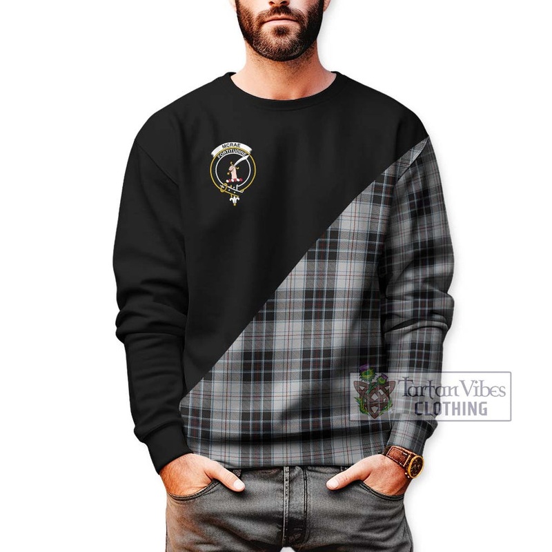McRae Dress Tartan Sweatshirt with Family Crest and Military Logo Style