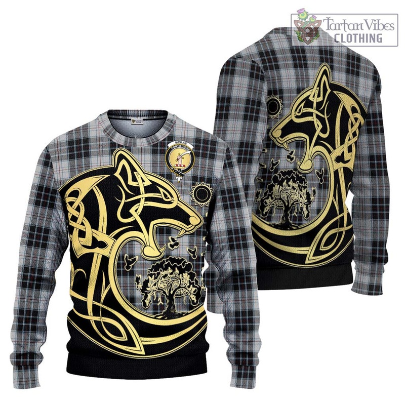 McRae Dress Tartan Ugly Sweater with Family Crest Celtic Wolf Style