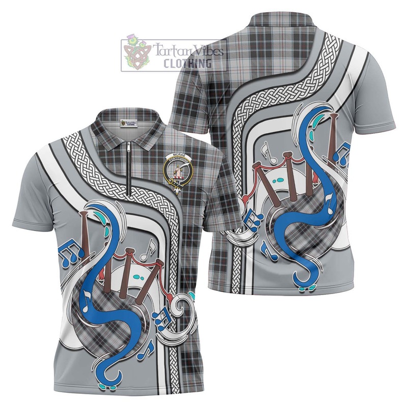 McRae Dress Tartan Zipper Polo Shirt with Epic Bagpipe Style