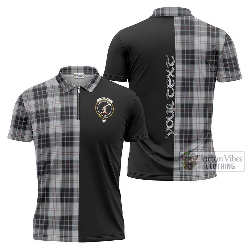 McRae Dress Tartan Zipper Polo Shirt with Family Crest and Half Of Me Style