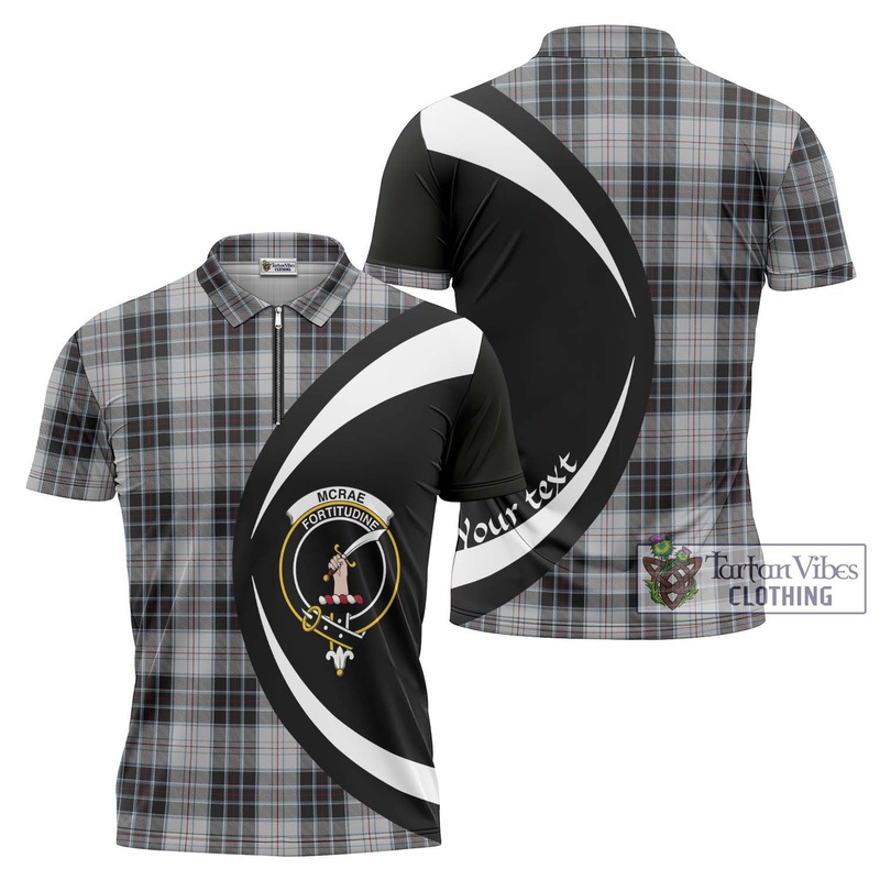 McRae Dress Tartan Zipper Polo Shirt with Family Crest Circle Style