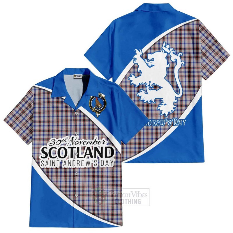 Boswell Family Crest Tartan Short Sleeve Button Shirt Celebrate Saint Andrew's Day in Style