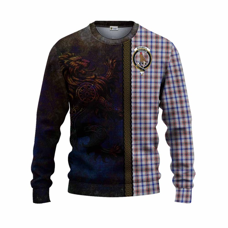 Boswell Tartan Family Crest Knitted Sweater Alba Gu Brath Be Brave Lion Ancient Style