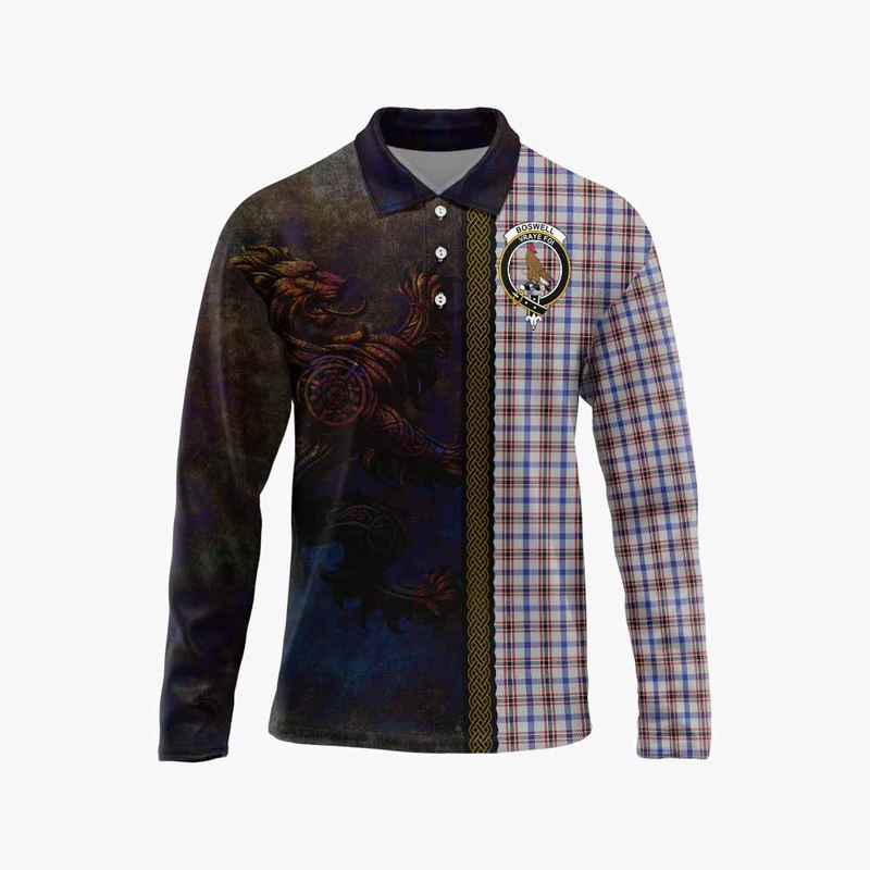Boswell Tartan Family Crest Long Sleeve Polo Shirt Alba Gu Brath Be Brave Lion Ancient Style
