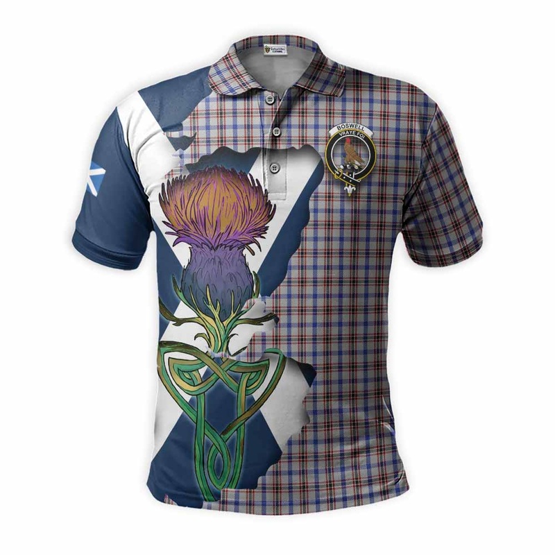 Boswell Tartan Family Crest Polo Shirt Scottish Thistle Celtic Inspired