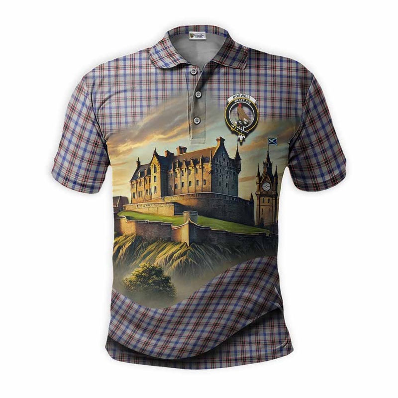 Boswell Tartan Family Crest Polo Shirt with Scottish Ancient Castle Style