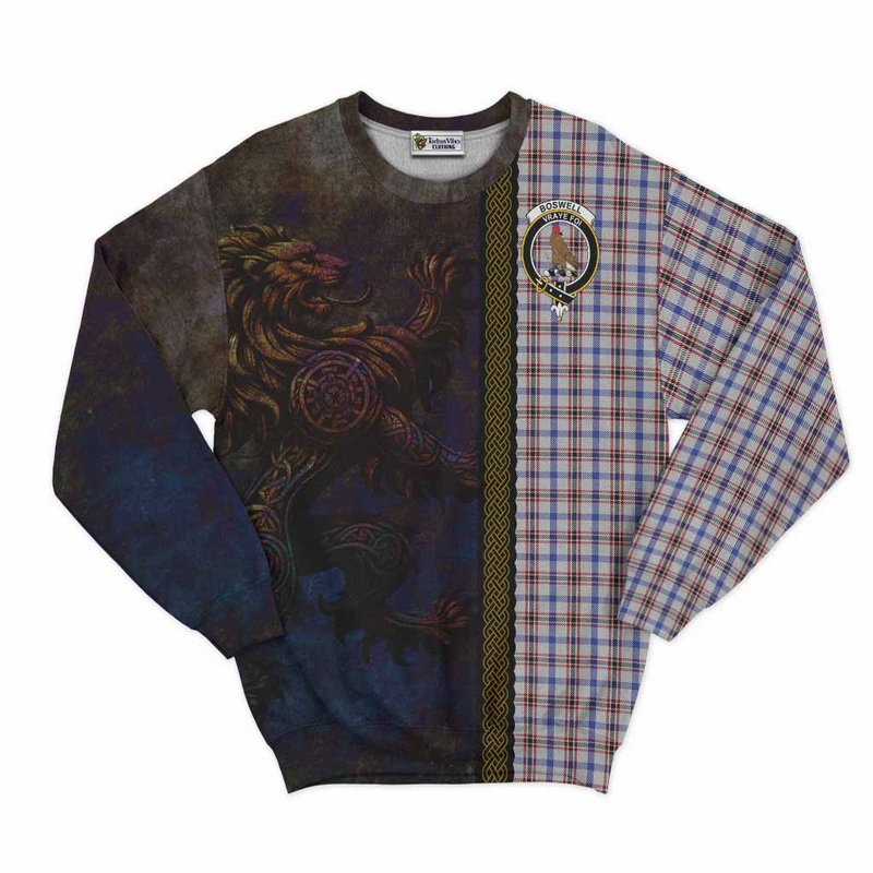 Boswell Tartan Family Crest Sweatshirt Alba Gu Brath Be Brave Lion Ancient Style
