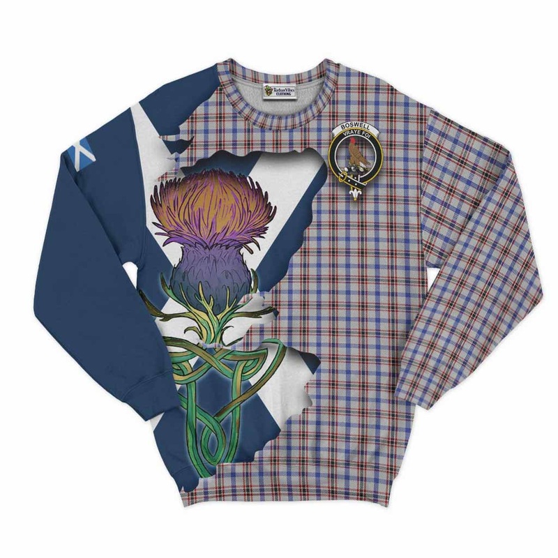 Boswell Tartan Family Crest Sweatshirt Scottish Thistle Celtic Inspired