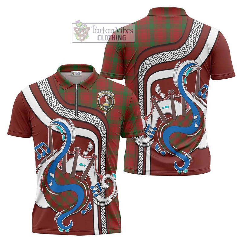 McQueary Tartan Zipper Polo Shirt with Epic Bagpipe Style