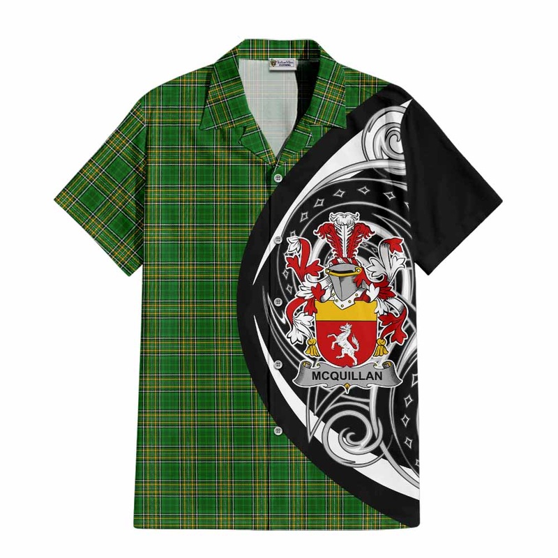 McQuillan Irish Clan Short Sleeve Button Shirt Celtic Circle Style