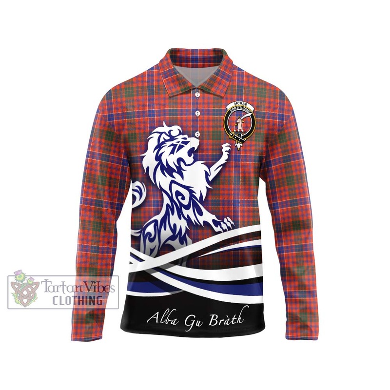 McRae Ancient Tartan Long Sleeve Polo Shirt with Alba Gu Brath Regal Lion Emblem